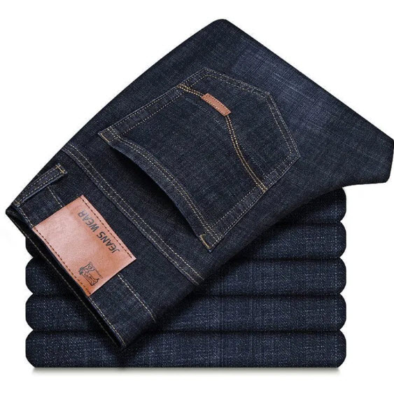 Dark wash folded denim jeans