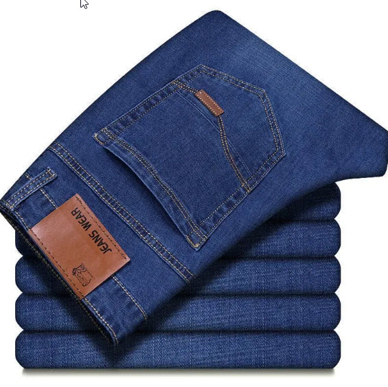 Denim jeans worn, front and back view