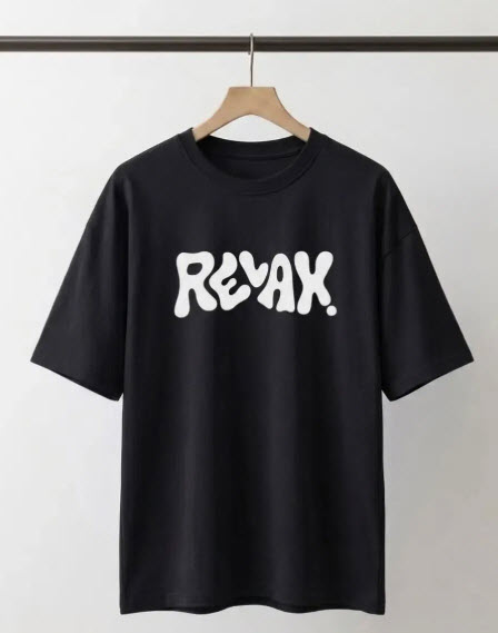 Relax print t-shirt, front on hanger